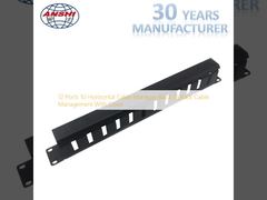 12 पोर्ट 1U क्षैतिज केबल प्रबंधक काला 19 रैक केबल प्रबंधन कवर के साथ