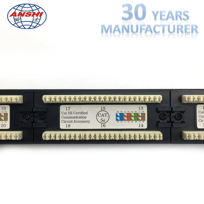 Black Cat5e UTP Patch Panel , 110 IDC Type Rj45 Jack Panel Rack Mountable