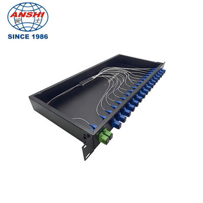19-Inch Rack Mount Fiber Optic Splitter with 1:8 SC/UPC Micro Splitters for Outdoor FTTH Systems