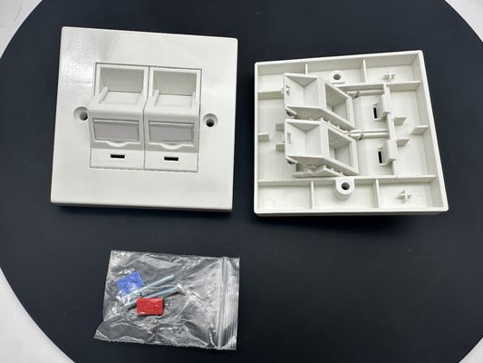 ANSHI LJ6C ब्रिटिश स्टाइल स्नैप-इन 2 पोर्ट फेसप्लेट RJ45 फ्रेम 86*86MM