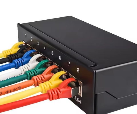 डेस्कटॉप पैच पैनल 8 पोर्ट CAT5E CAT6 CAT6A शील्डेड 90 डिग्री टॉप एंट्री पंच FTP STP