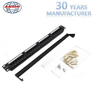Black Cat5e UTP Patch Panel , 110 IDC Type Rj45 Jack Panel Rack Mountable