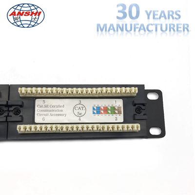 Black Cat5e UTP Patch Panel , 110 IDC Type Rj45 Jack Panel Rack Mountable