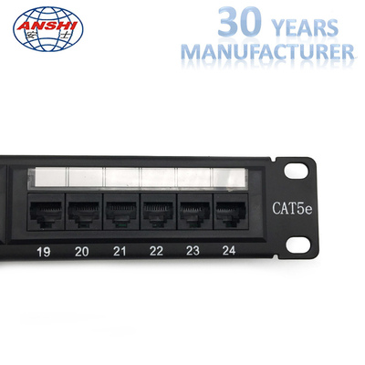 Black Cat5e UTP Patch Panel , 110 IDC Type Rj45 Jack Panel Rack Mountable