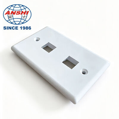 ANSHI 120 टाइप यूएस स्टैंडर्ड वॉल माउंट फेस प्लेट, 2 पोर्ट RJ45 RJ11 डबल पोर्ट टेलीकम्युनिकेशंस उत्पाद